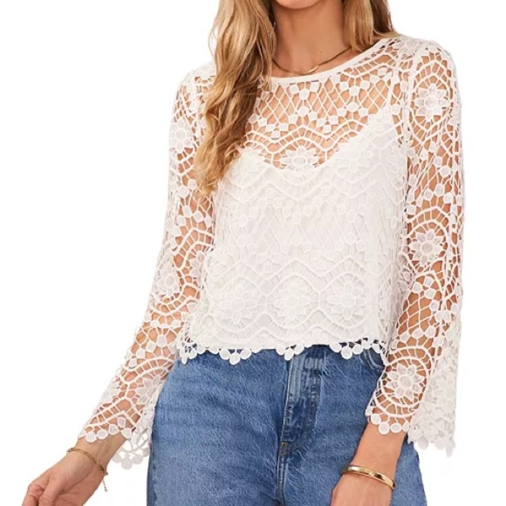 Vince Camuto White Lace Blouse